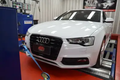 Audi A4 2L ECU remap — Audi A5 Sportback white — pre-remap dyno baseline