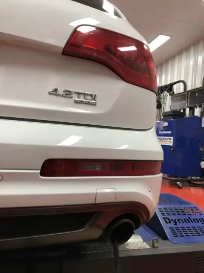 Audi Q7 4.2 TDI white — rear view after ECU remap on our Sydney dyno