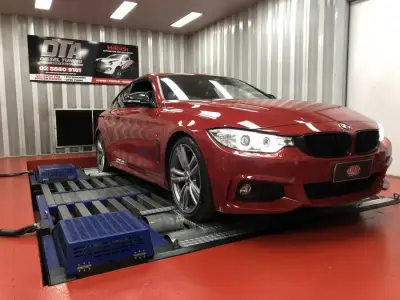 BMW 4 Series F36 Gran Coupé red M Sport on the DTA Mainline dyno — ECU remap