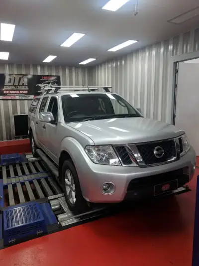 Nissan Navara D40 silver with canopy on the DTA Mainline dyno
