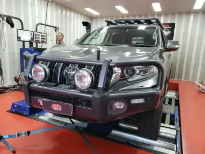 Toyota Landcruiser 4.5L ECU remap — Toyota Hilux N80 grey, ARB bumper — dyno tune
