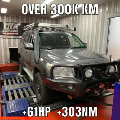 Toyota LandCruiser Over 300K KM — +61HP +303NM dyno result at Diesel Tuning Australia