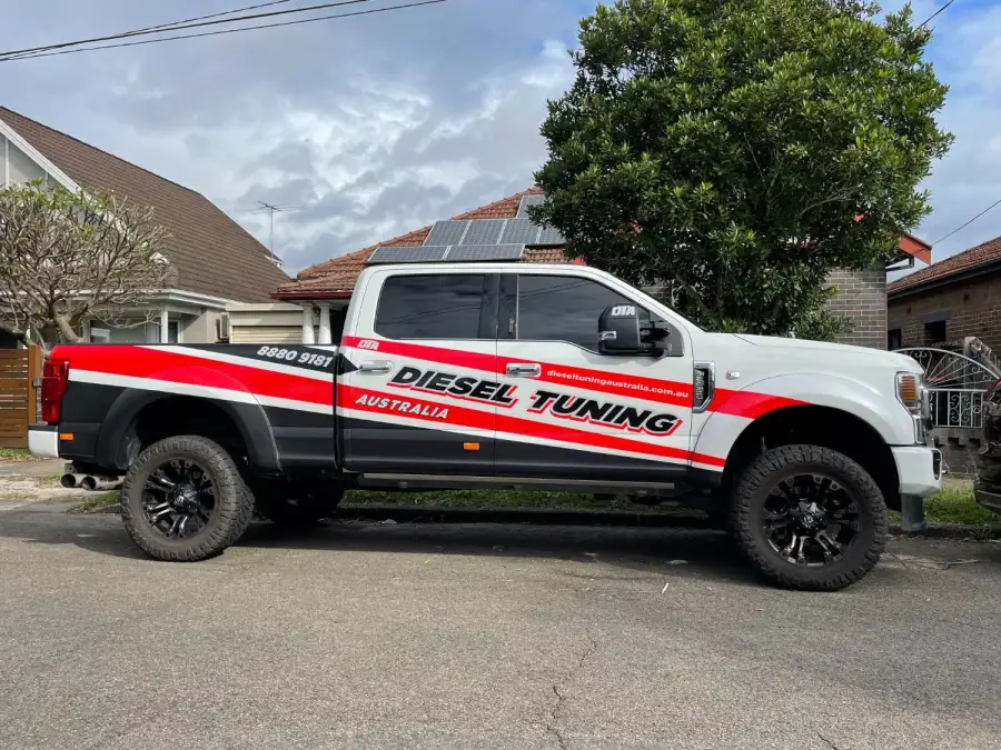 Diesel Tuning Australia branded Ford Super Duty workshop truck